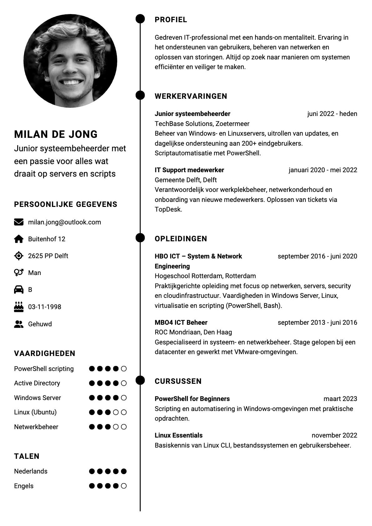 Voorbeeld van het Modern Zwart cv-template