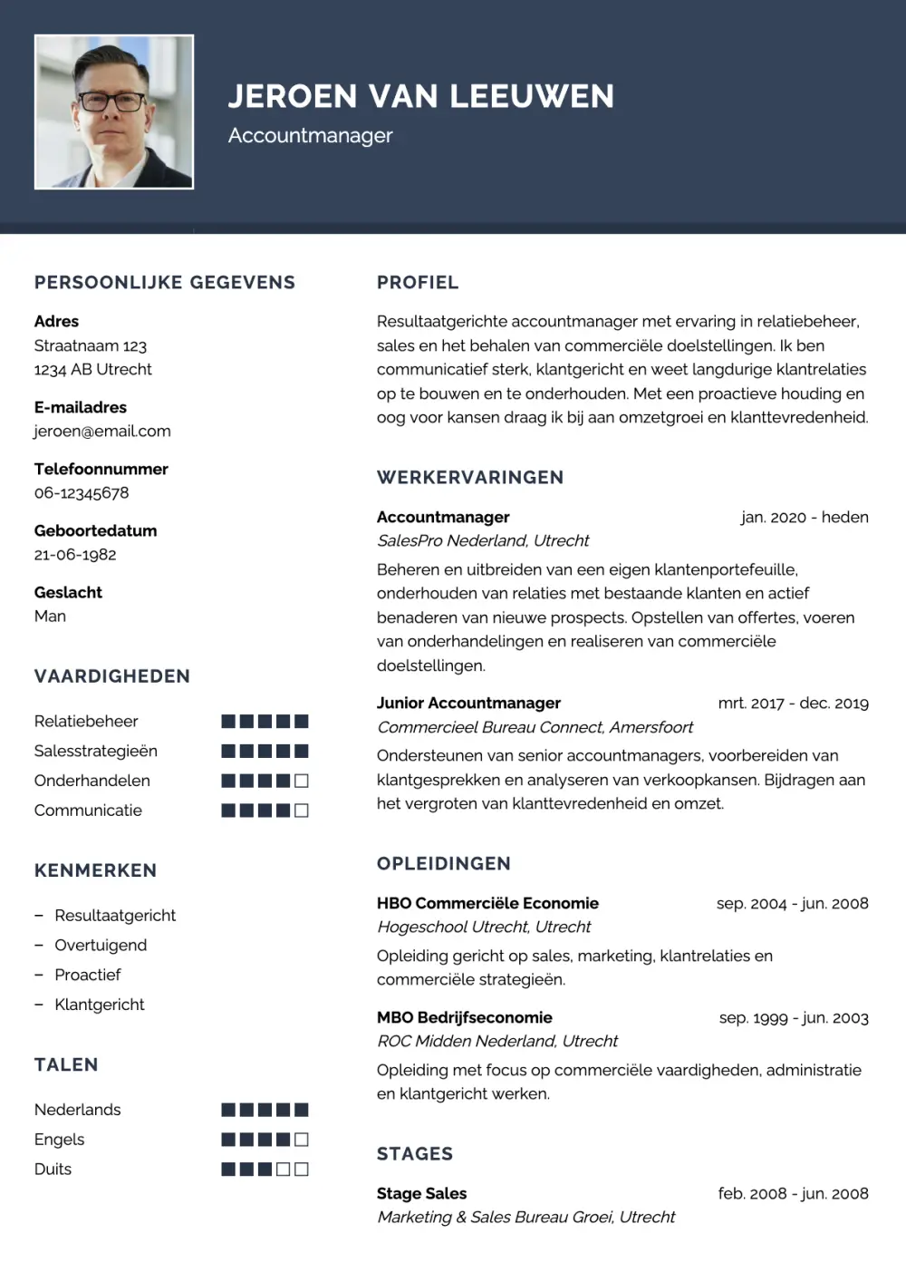 CV voorbeeld Accountmanager