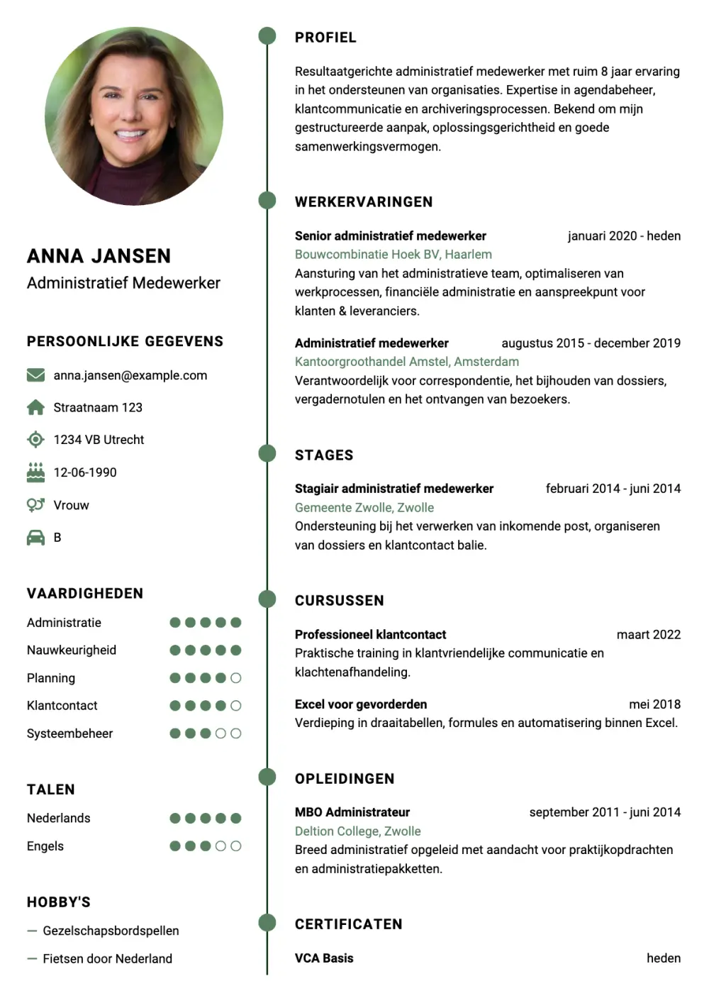 CV voorbeeld Administratief Medewerker