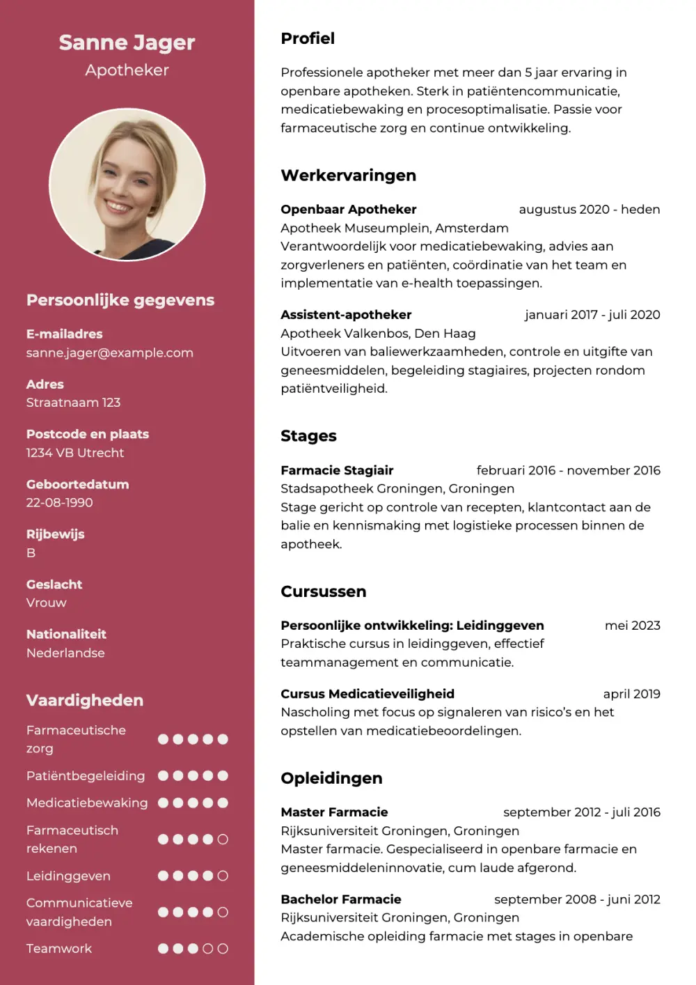 CV voorbeeld Apotheker