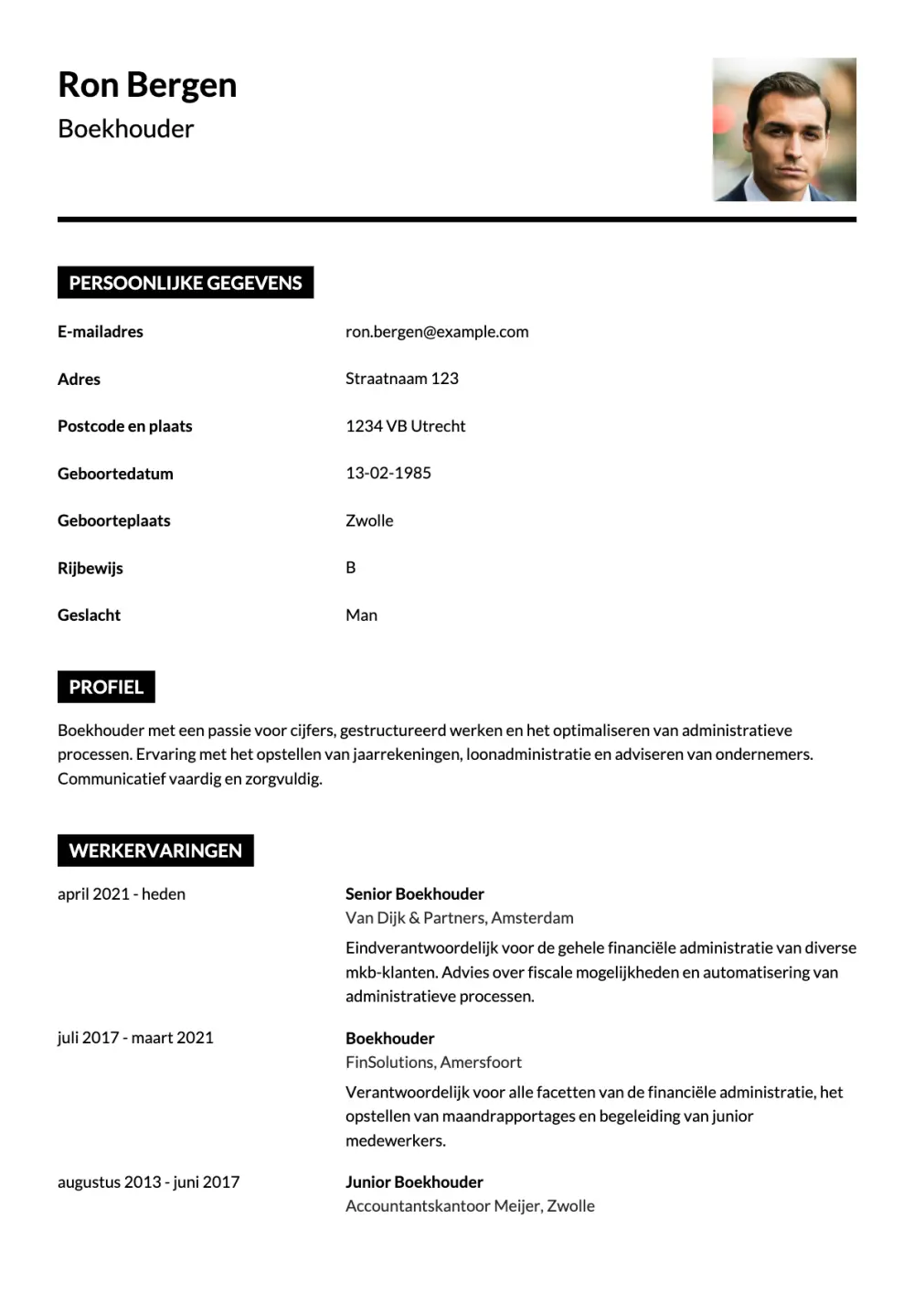 CV voorbeeld Boekhouder