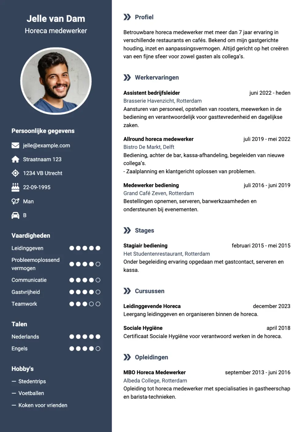 CV voorbeeld Horeca medewerker