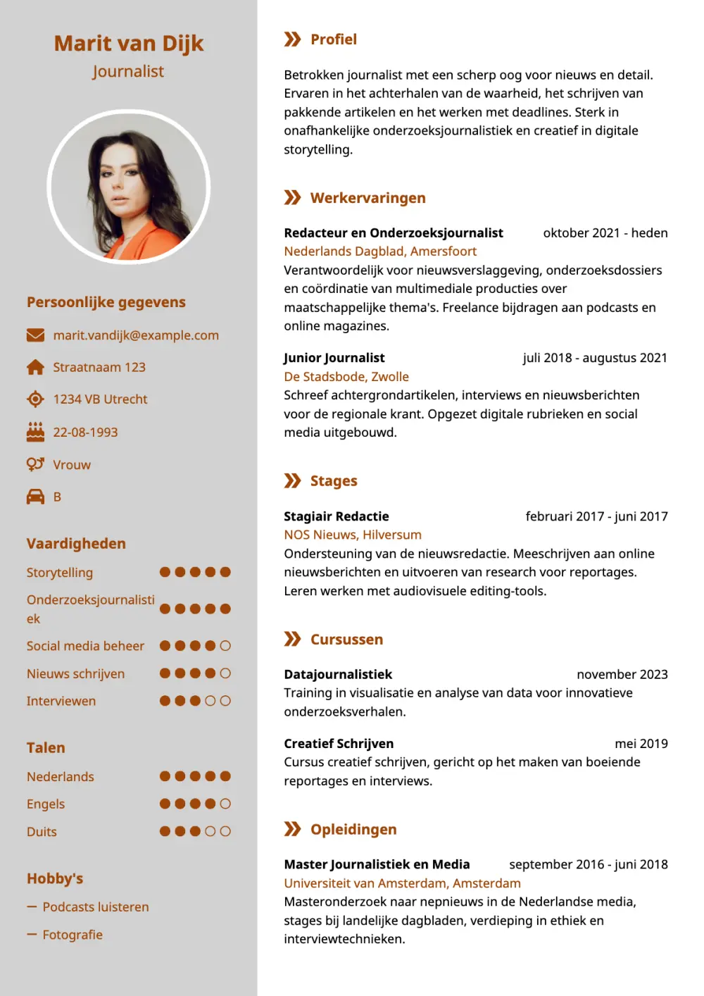 CV voorbeeld Journalist