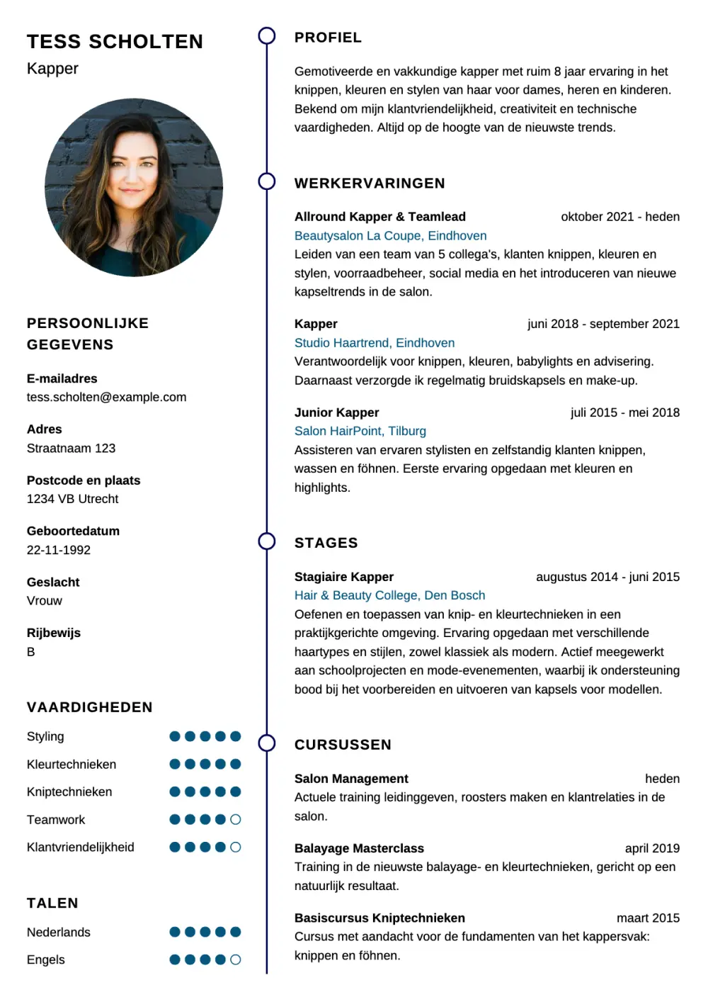 CV voorbeeld Kapper