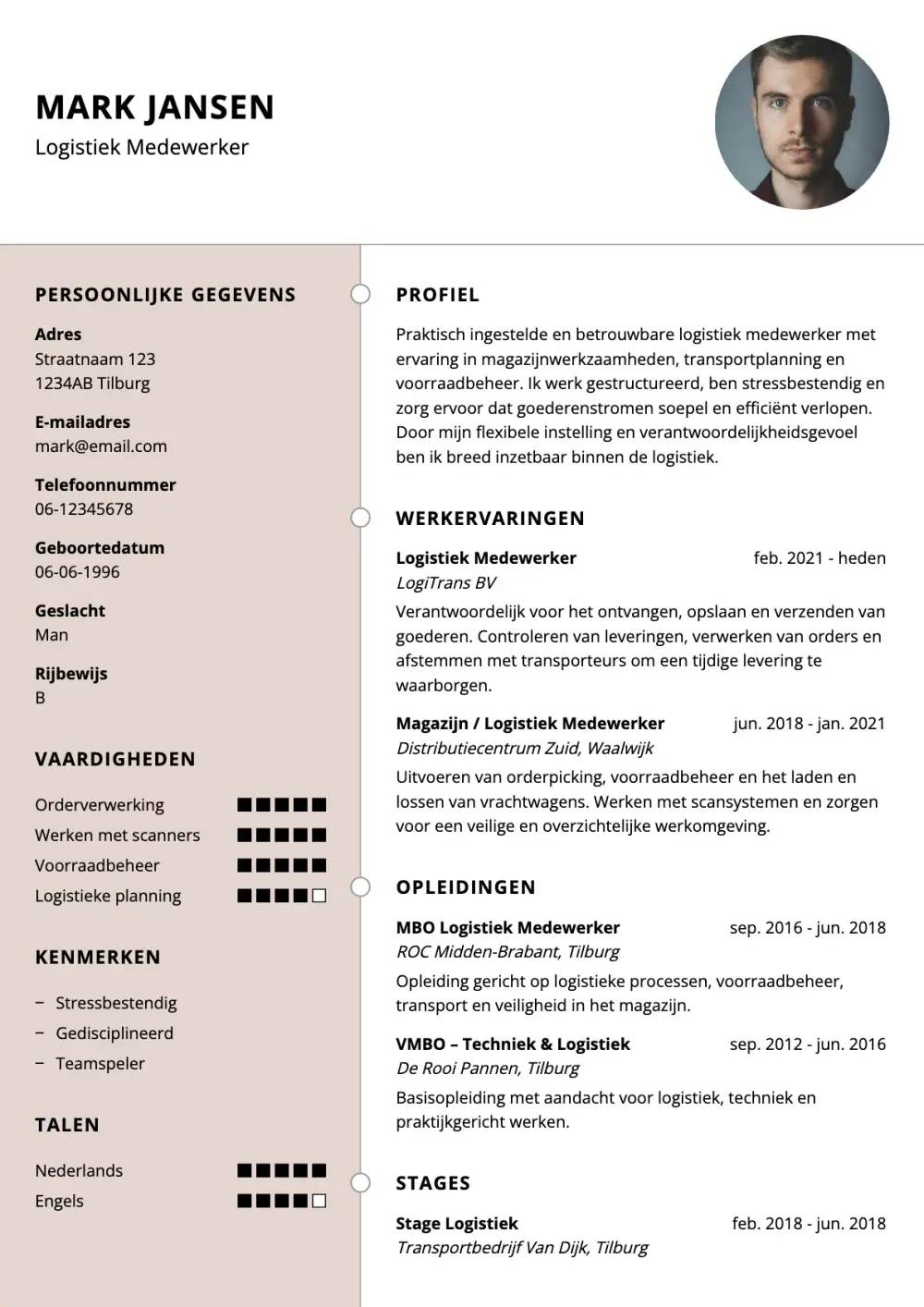 CV voorbeeld Logistiek Medewerker