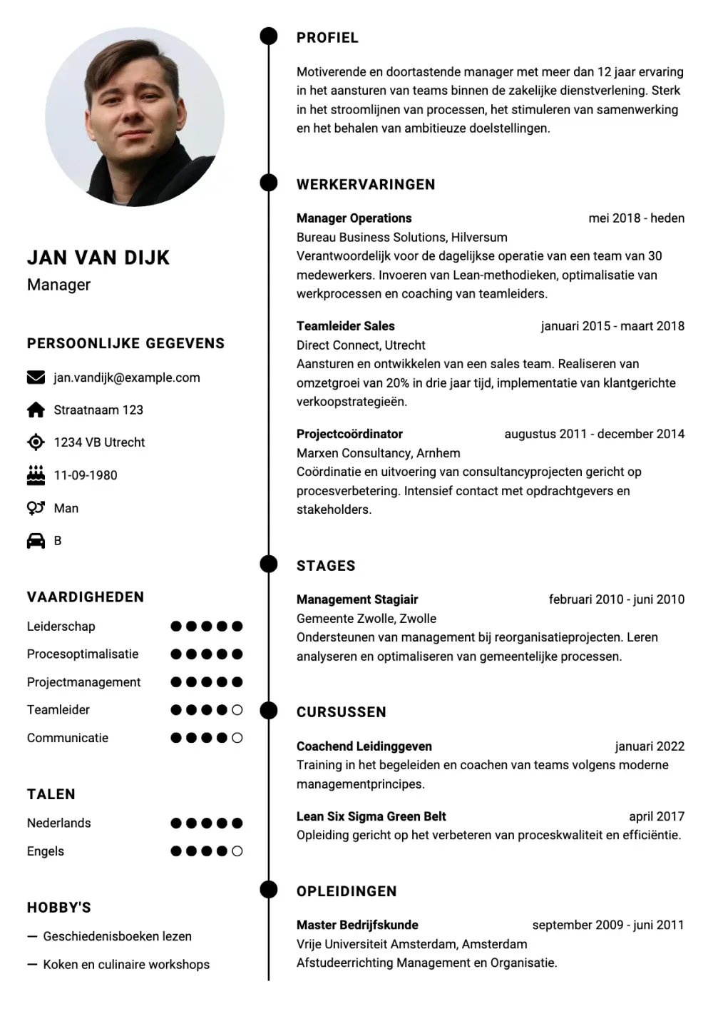 CV voorbeeld Manager
