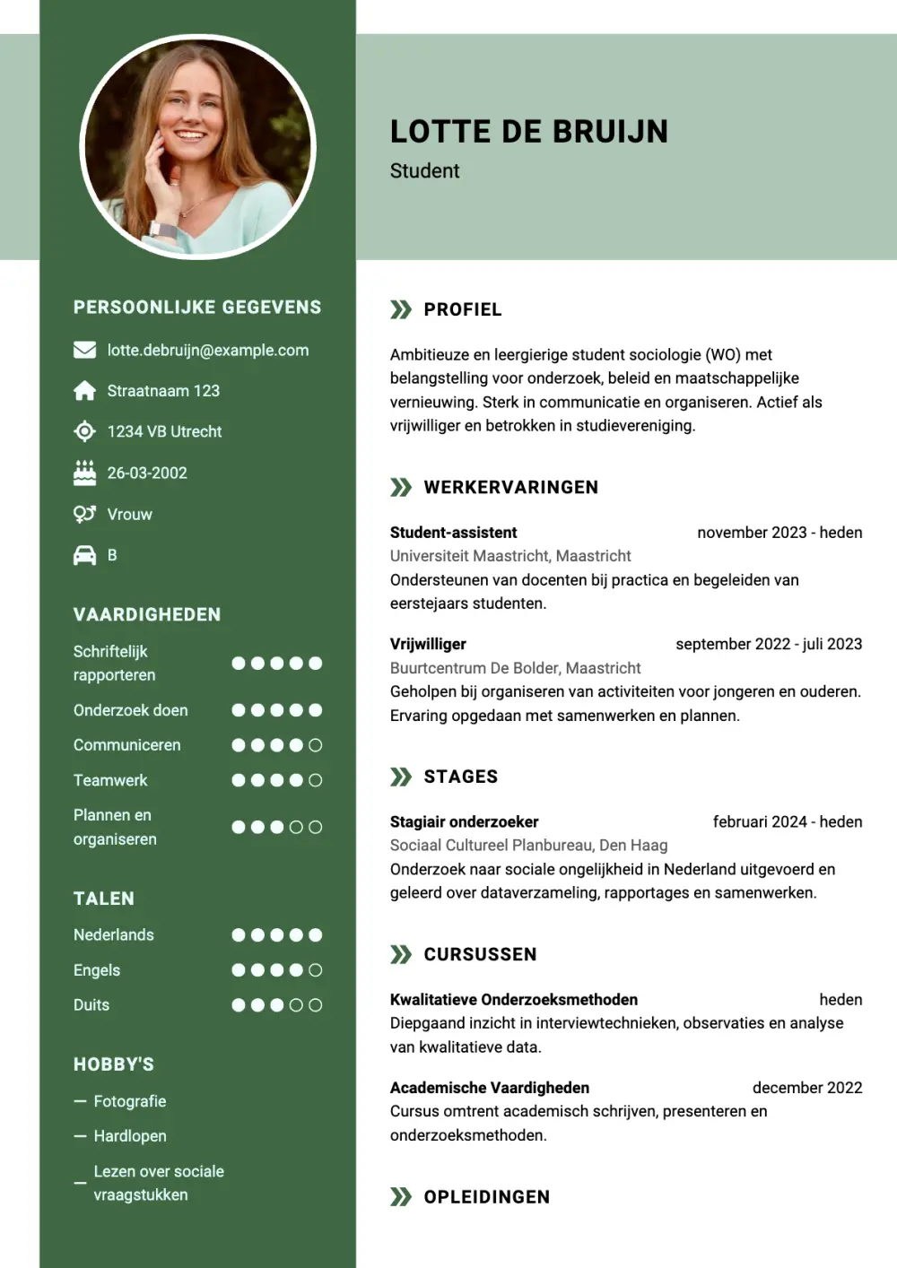 CV voorbeeld Student