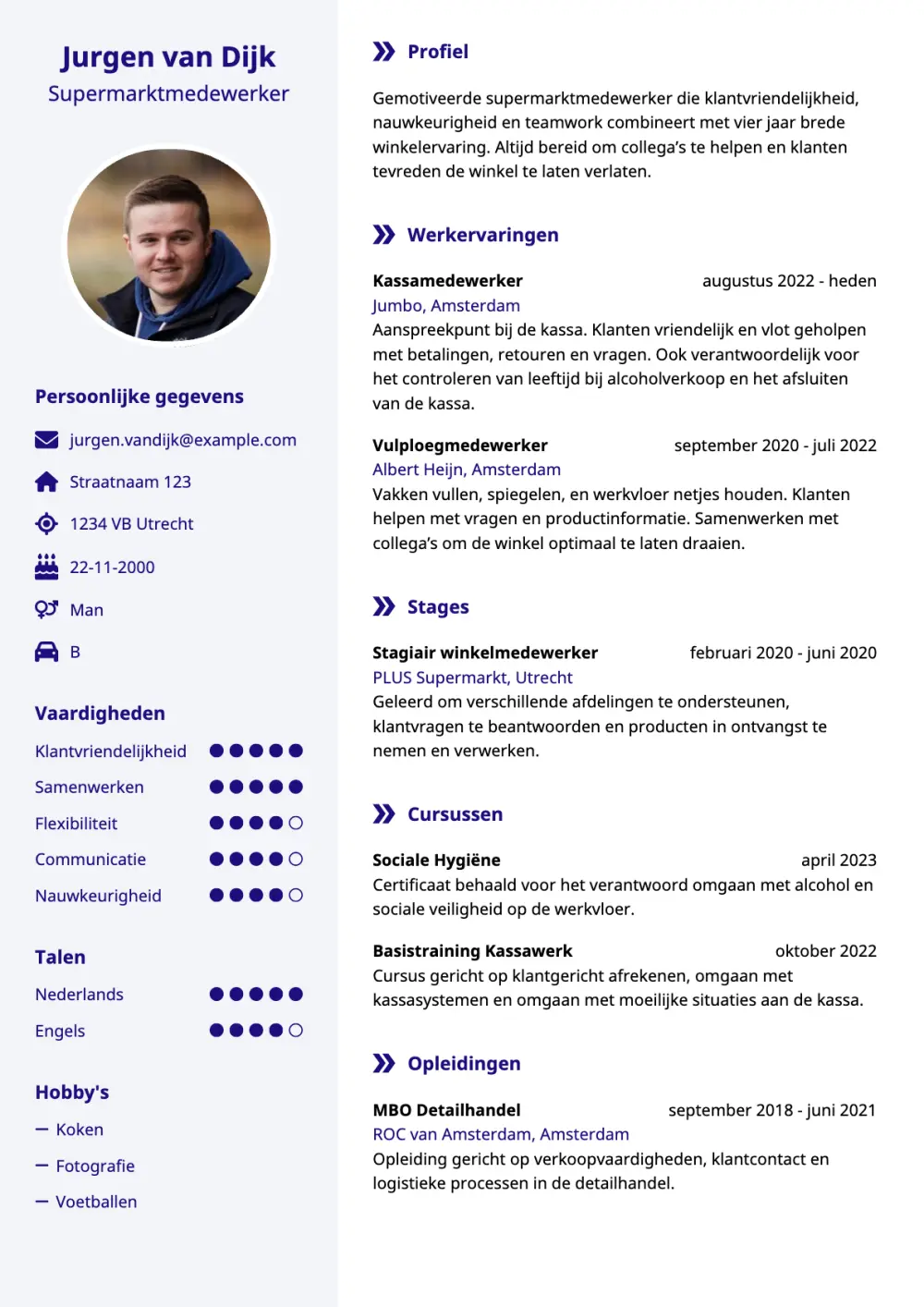 CV voorbeeld Supermarktmedewerker