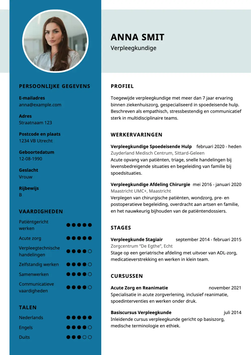 CV voorbeeld Verpleegkundige