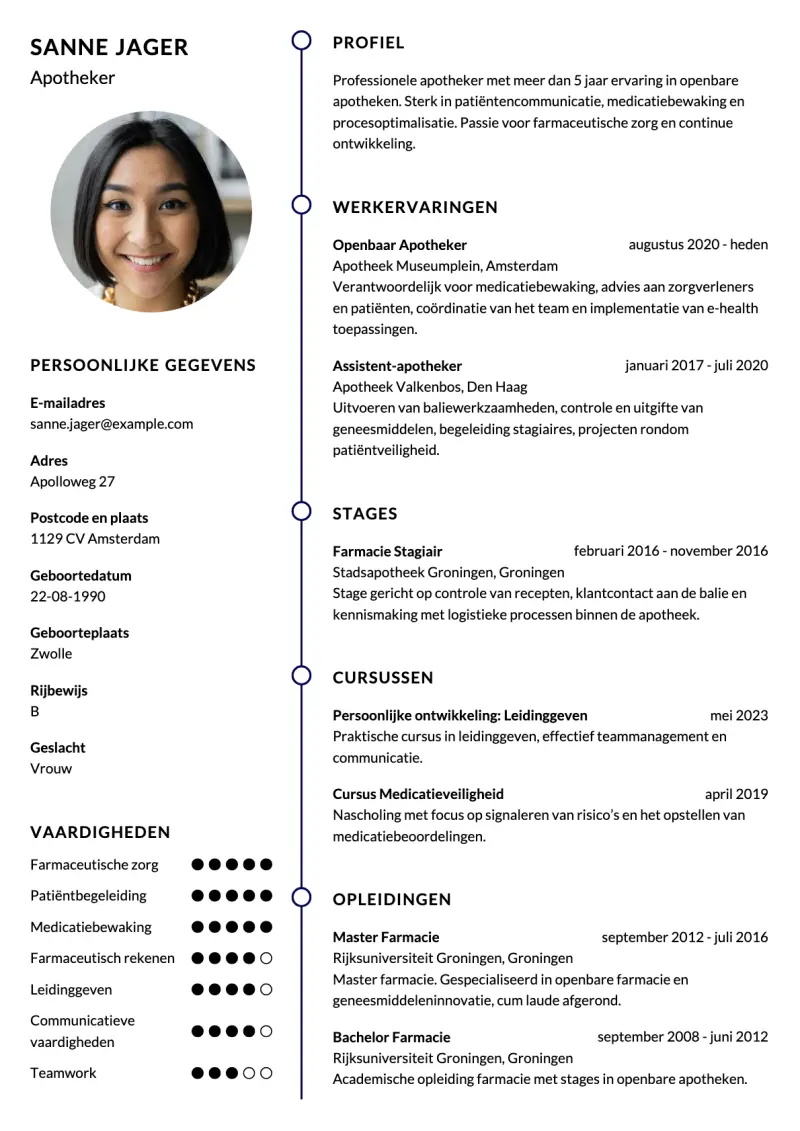 Voorbeeld van het Modern Focus cv-template