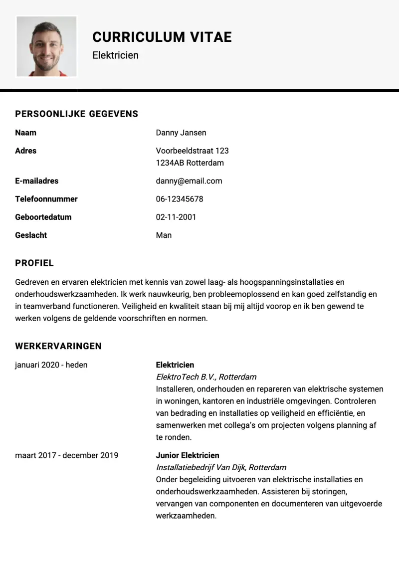 Voorbeeld van het Modern & Overzichtelijk CV-template cv-template