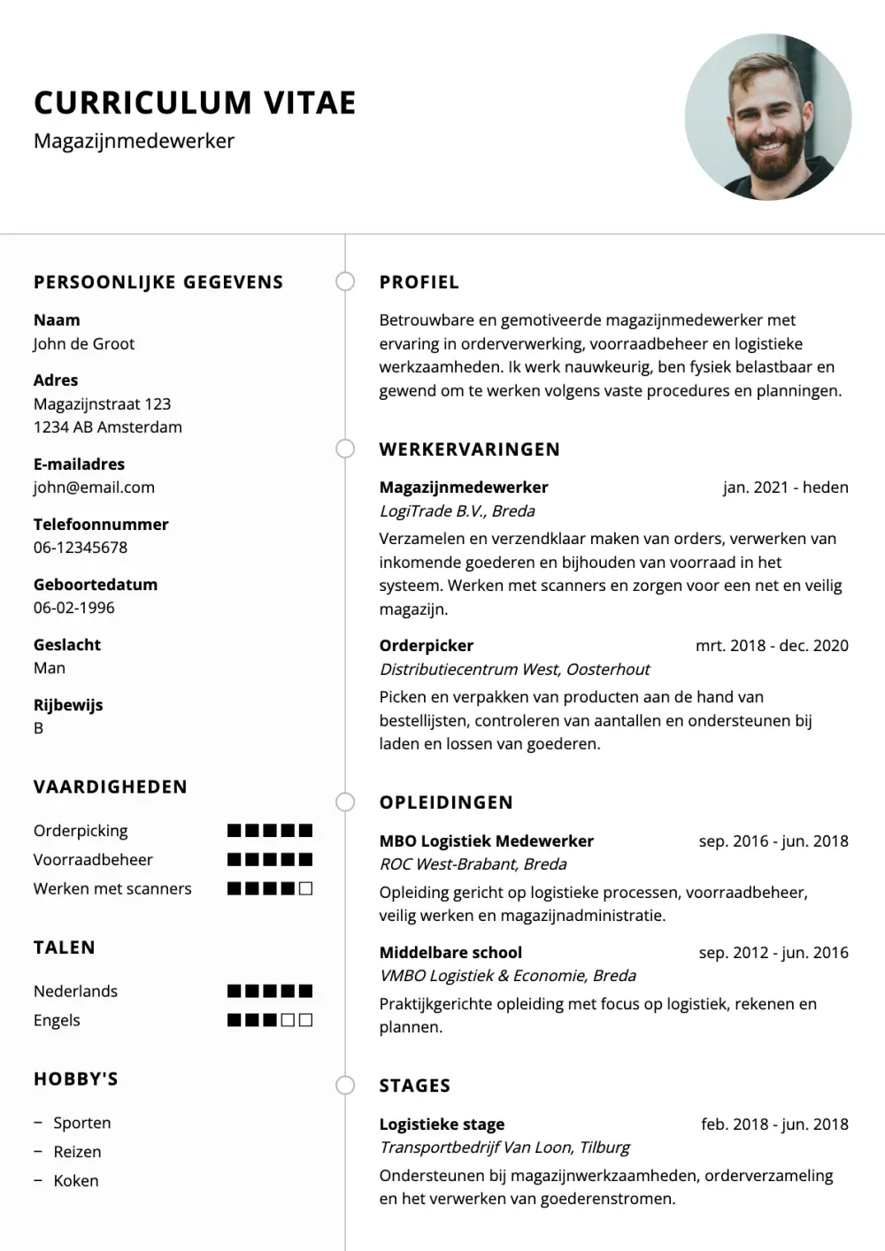 Visueel & Gestructureerd CV-template